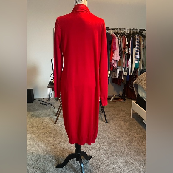 🔥🔥NEW- Long Sleeve Cardigan, Duster in Red - with long length and pockets - Picture 4 of 13